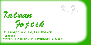 kalman fojtik business card
