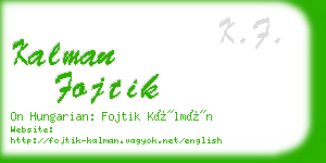 kalman fojtik business card